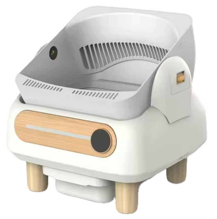 Nordic Style Wooden Automatic Cat Litter Box, Smart Self-Cleaning Litter Box Odorless for Home Pet Supplies