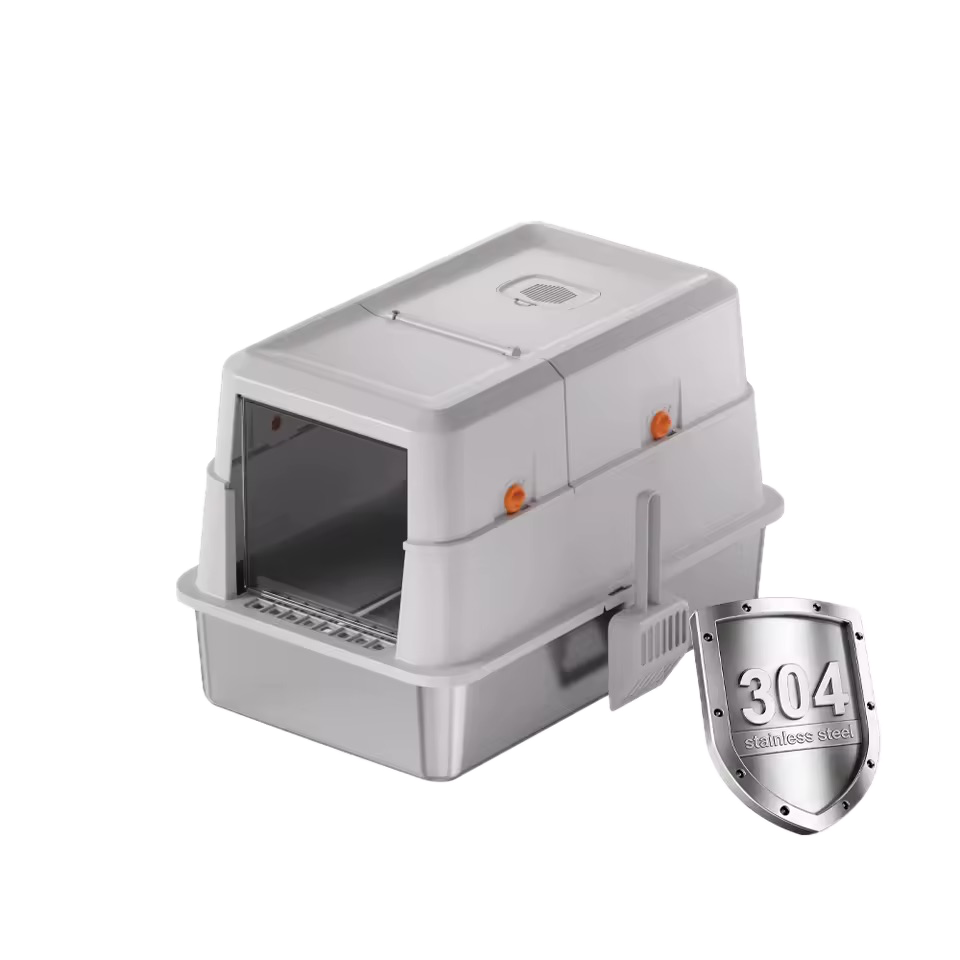 Stainless Steel Eco-Friendly Cat Litter Box Large Capacity Fully Enclosed Design Splash-Proof Odor Control Easy Cleaning